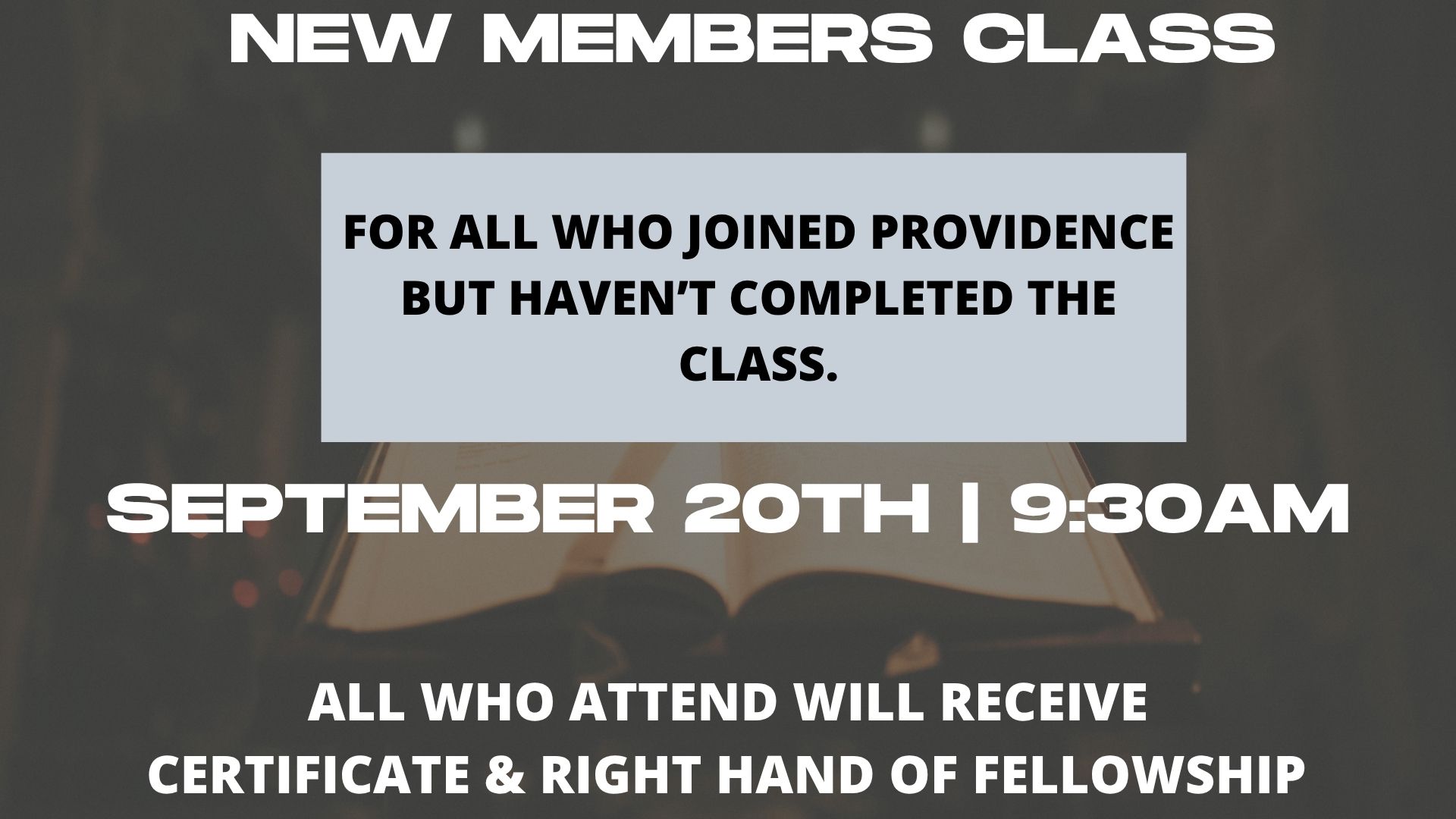 New Members Class September 20 flyer